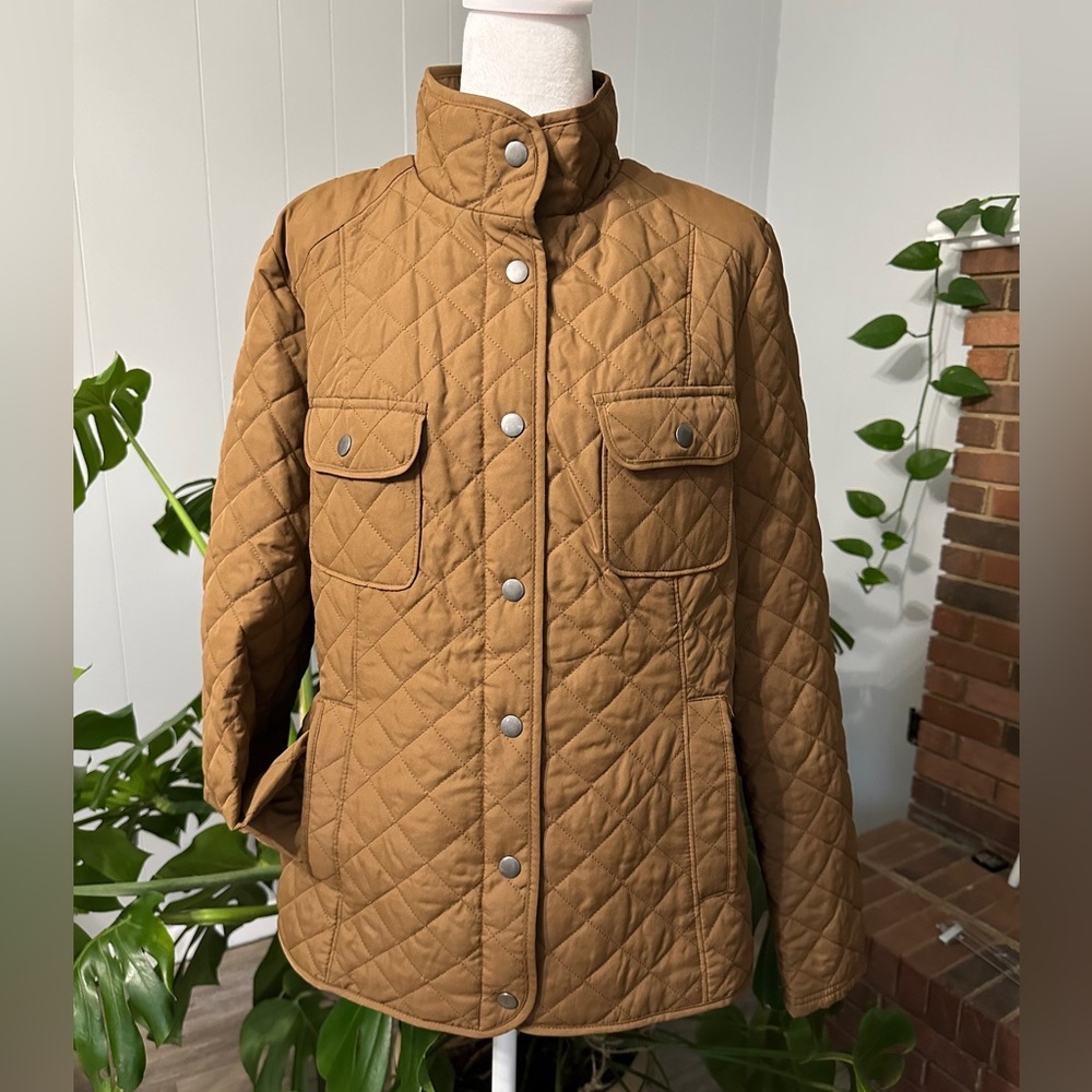 Merona Tan Quilted Snap-Front Jacket